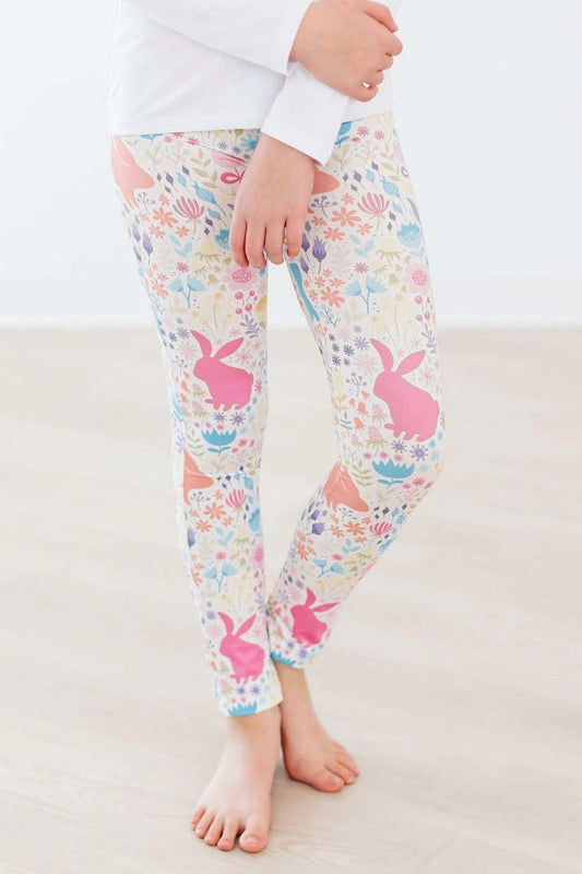 Pastel Floral Bunnies Leggings - Mila & Rose ® - Flyclothing LLC