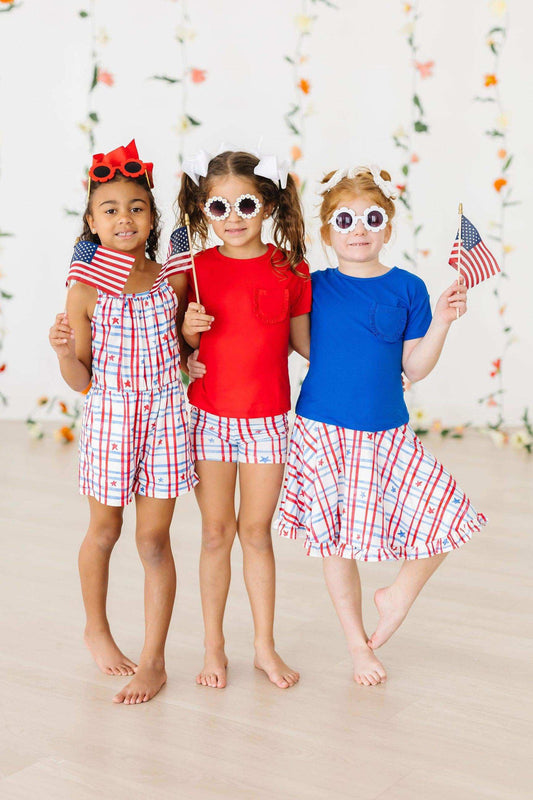 Patriotic Plaid Ruffle Twirl Skort - Mila & Rose ® - Flyclothing LLC
