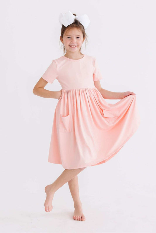 Peach S/S Pocket Twirl Dress - Mila & Rose ® - Flyclothing LLC