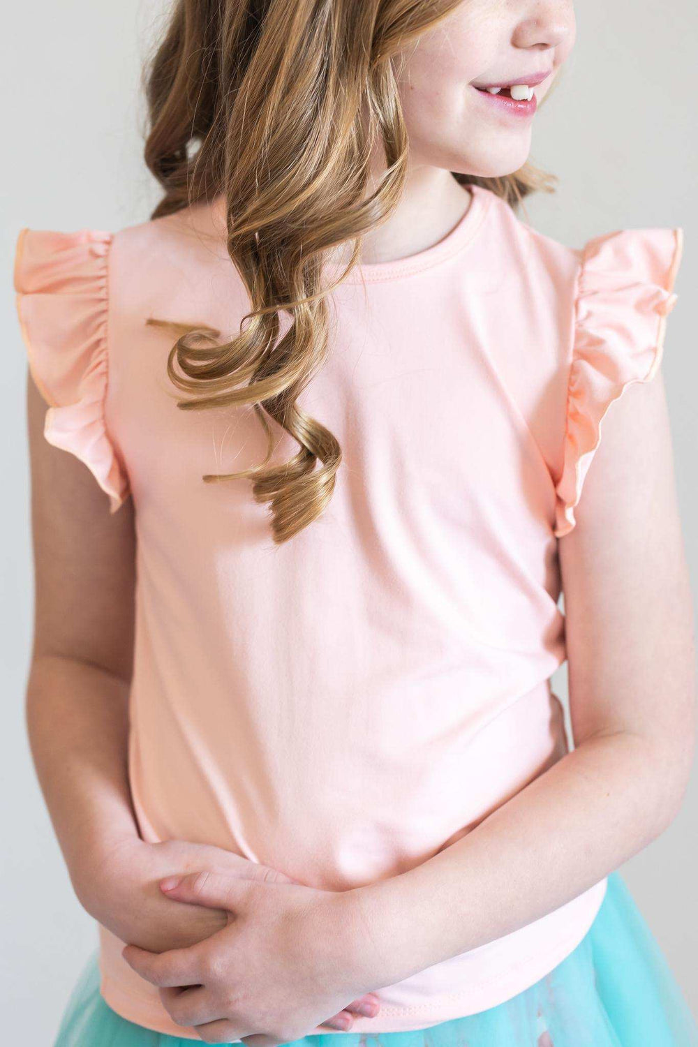 Peach S/S Ruffle Tee - Mila & Rose ® - Flyclothing LLC