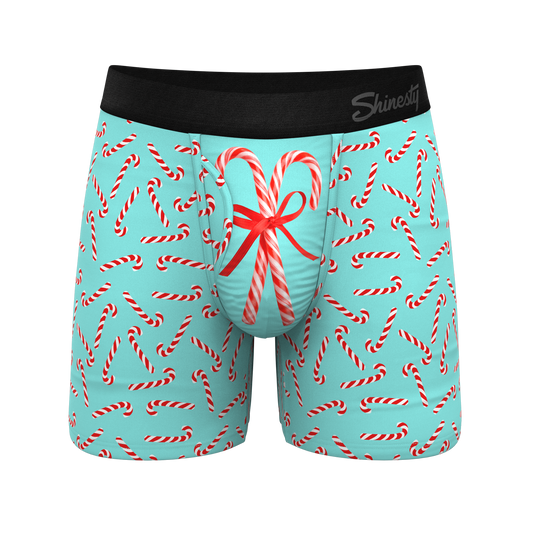 The Peppermint Pimp Canes | Candy Cane Ball Hammock® Pouch Underwear With Fly - Shinesty - Flyclothing LLC