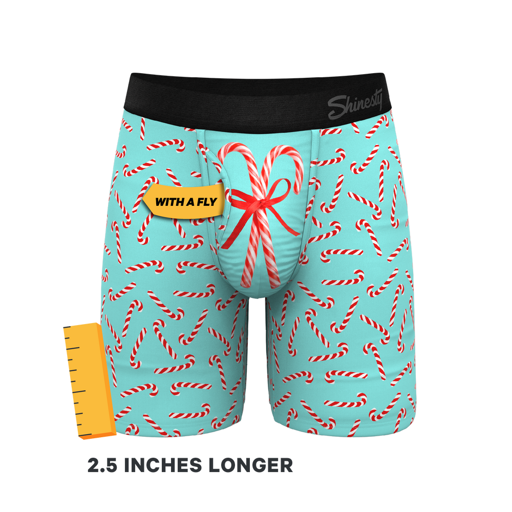The Peppermint Pimp Canes | Candy Cane Long Leg Ball Hammock® Pouch Underwear With Fly - Shinesty - Flyclothing LLC