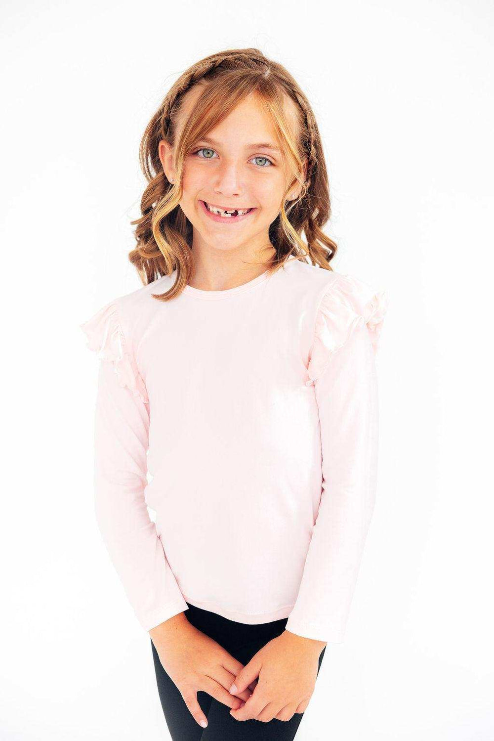 Petal Pink L/S Ruffle Tee - Mila & Rose ® - Flyclothing LLC