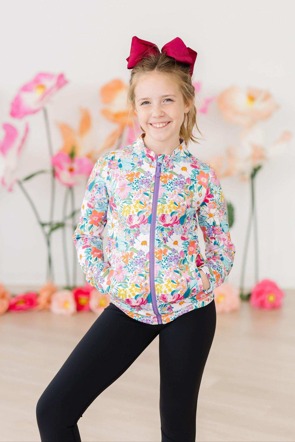 Petal Power Full-Zip Ruffle Active Jacket - Mila & Rose ® - Flyclothing LLC
