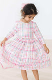 Pink Plaid 3/4 Sleeve Pocket Twirl Dress - Mila & Rose ® - Flyclothing LLC
