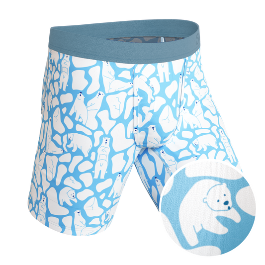 The Polar Polka | Polar Bear Scene Long Leg Ball Hammock® Pouch Underwear With Fly - Shinesty - Flyclothing LLC