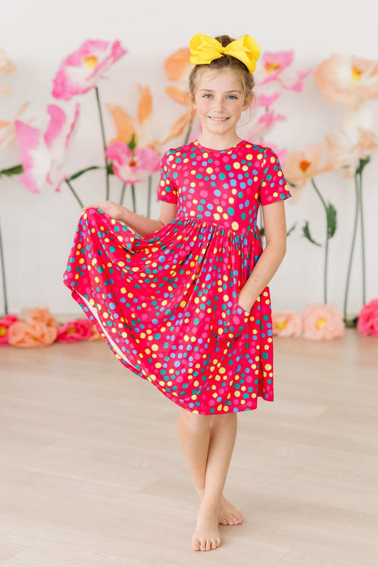 Polka Dot Party S/S Pocket Twirl Dress - Mila & Rose ® - Flyclothing LLC