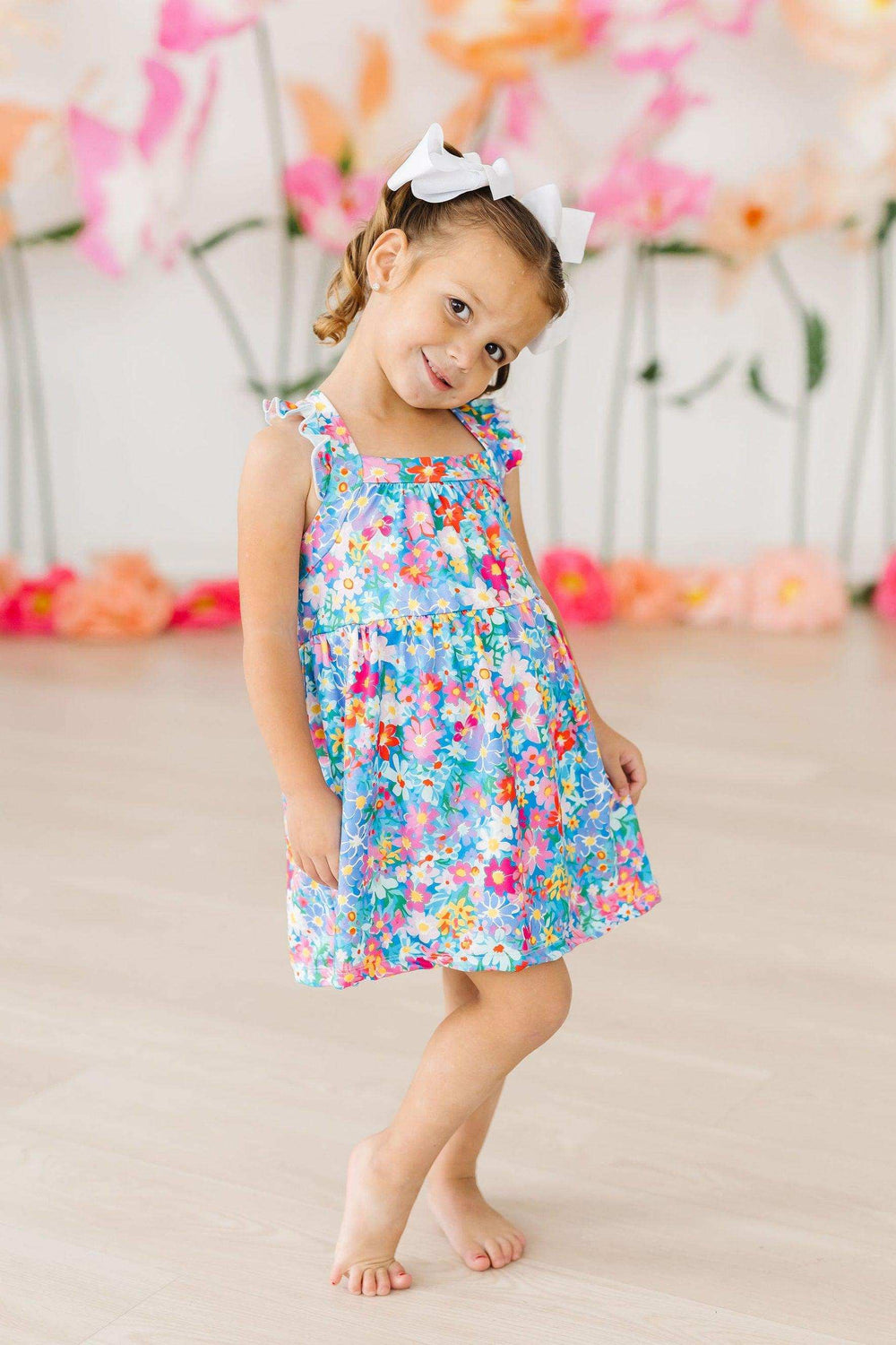 Preppy Floral Ruffle Cross Back Dress - Mila & Rose ® - Flyclothing LLC