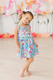 Preppy Floral Ruffle Cross Back Dress - Mila & Rose ® - Flyclothing LLC