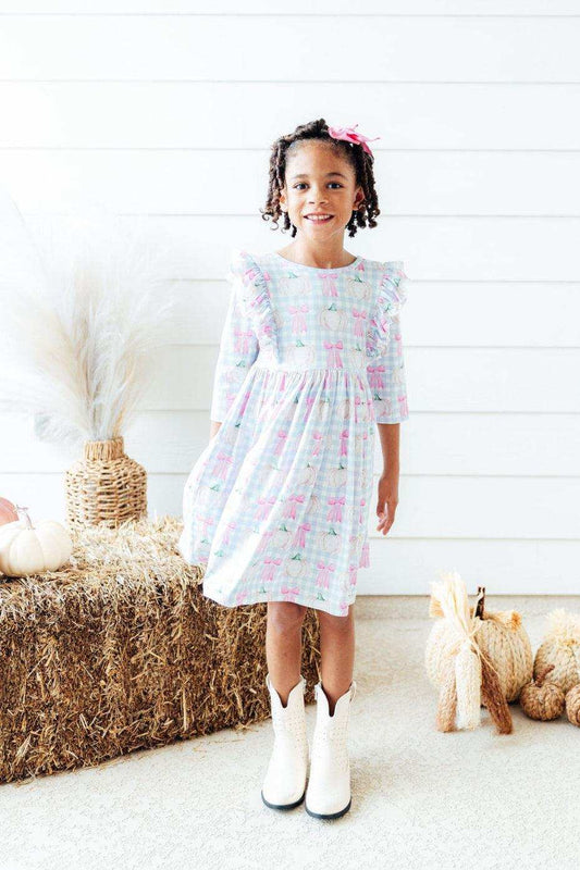 Pumpkin Picnic 3/4 Sleeve Ruffle Twirl Dress - Mila & Rose ® - Flyclothing LLC