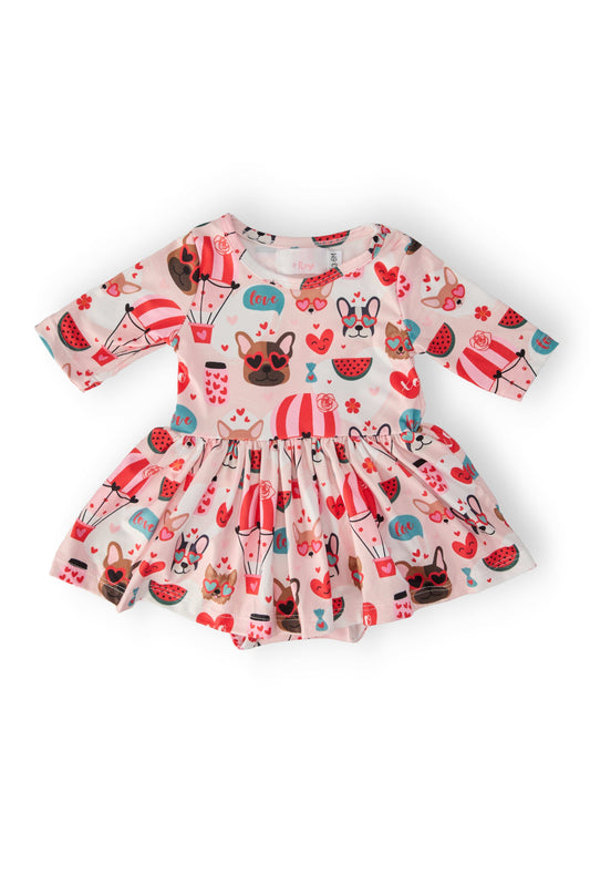 Puppy Love 3/4 Sleeve Twirl Bodysuit - Mila & Rose ® - Flyclothing LLC