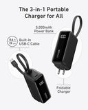 Anker Power Bank (30W, 5k, Fusion, Built-In USB-C Cable)