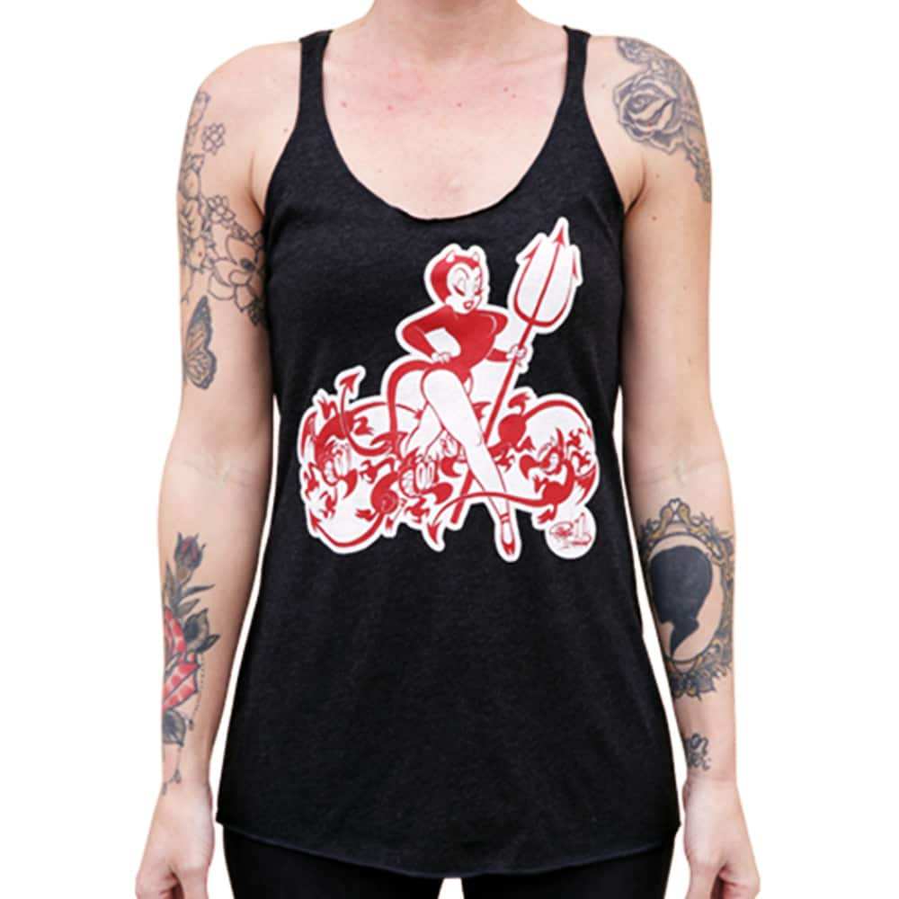 Black Market Art Company Queen of Pain Women's Unfinished Racer Back Tank Top - Black Market Art Company - Flyclothing LLC