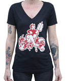 Black Market Art Company Queen of Pain Women's V-Neck T-Shirt - Black Market Art Company - Flyclothing LLC