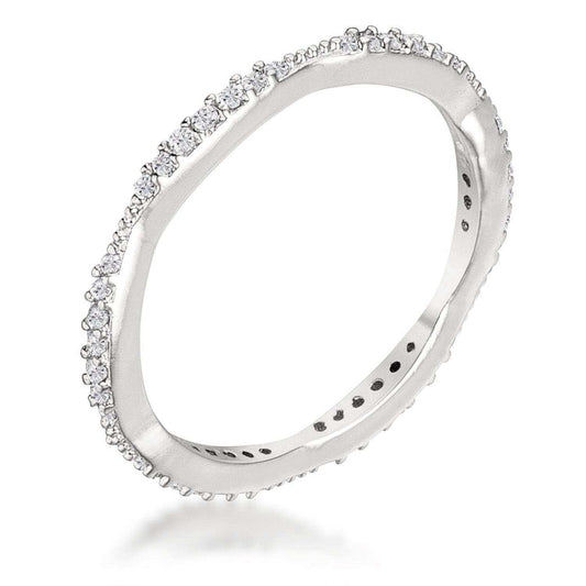 .42Ct Dainty 18k Rhodium Plated Micro Pave CZ Stackable Eternity Ring - JGI - Flyclothing LLC