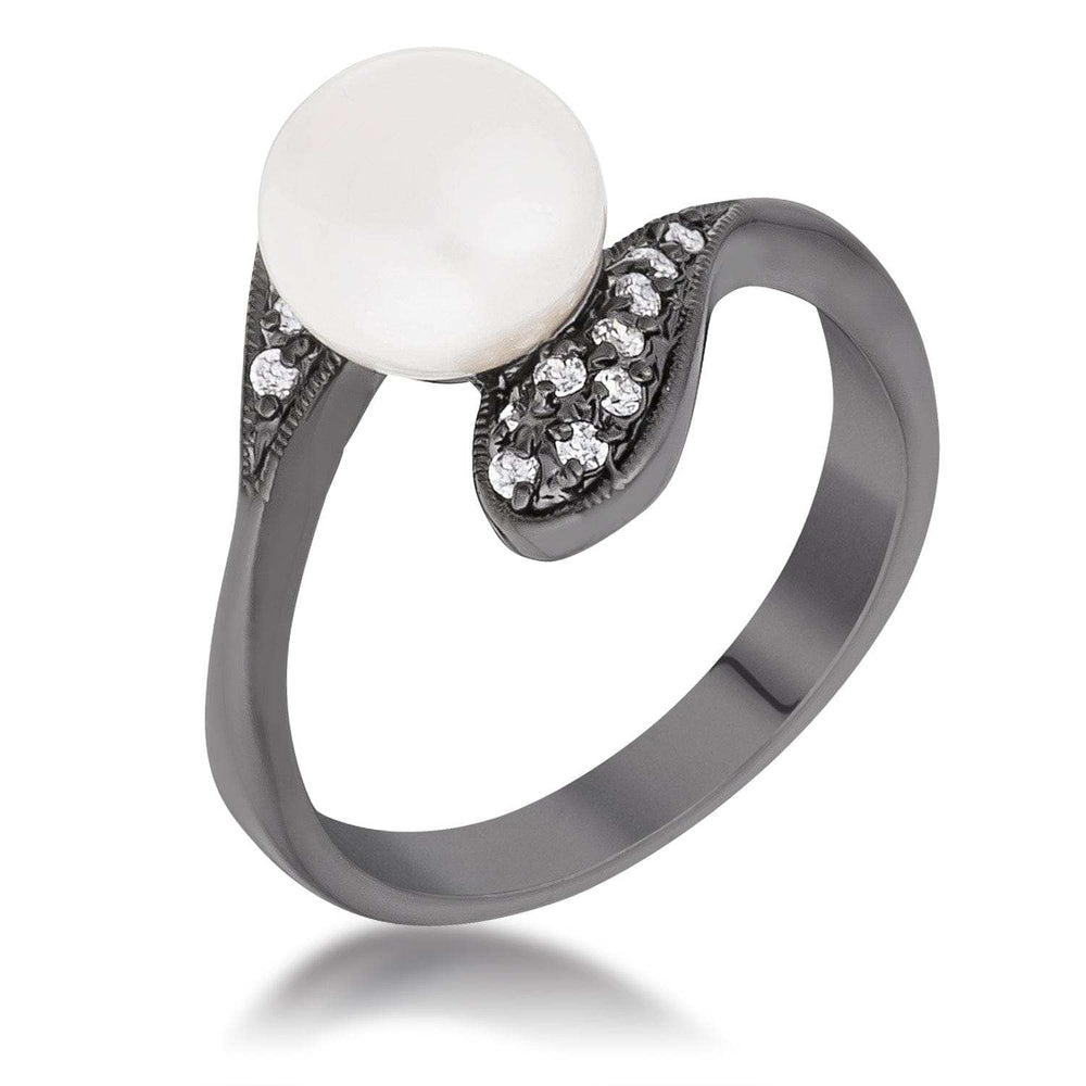 Hematite Pearl Interlocked Double Teardrop Ring - JGI - Flyclothing LLC
