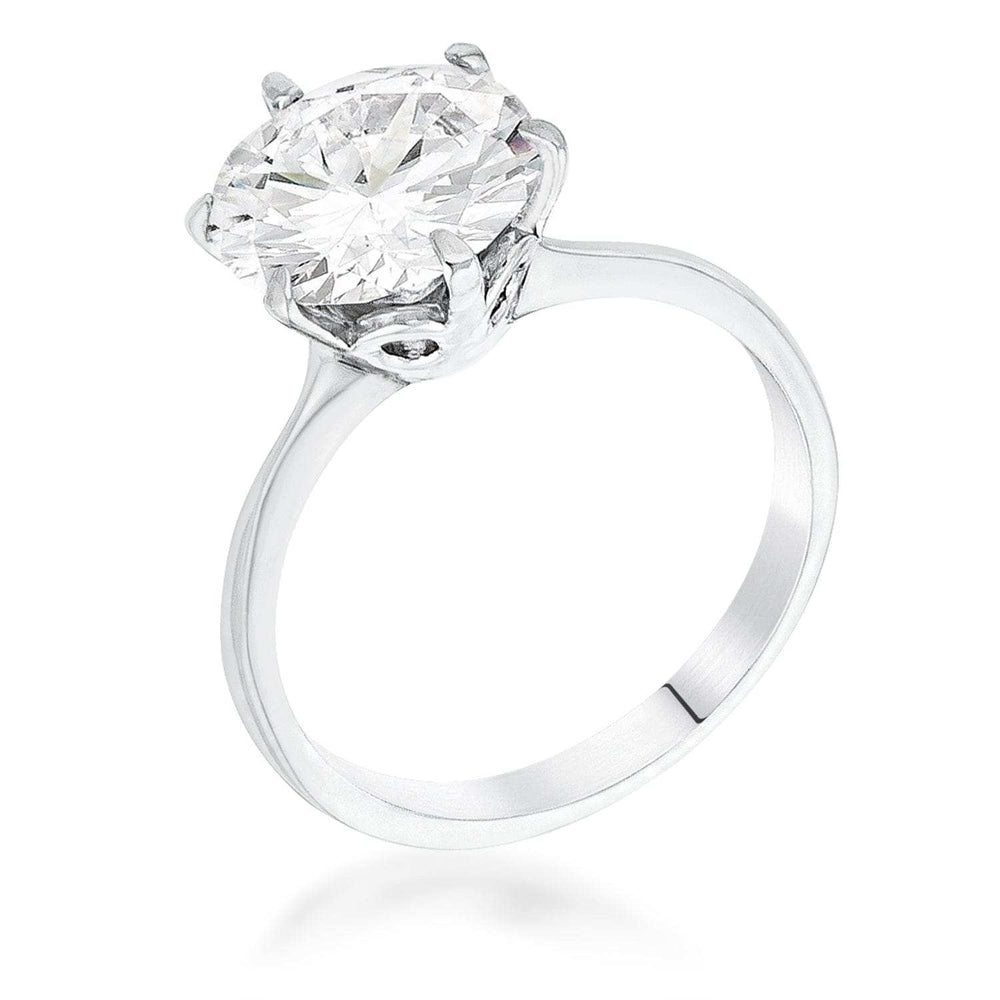 3.5 Carat Single Stone CZ Rhodium Classic Solitaire Ring - JGI - Flyclothing LLC