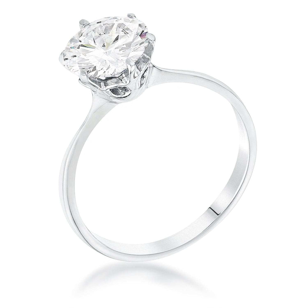 2 Carat Single Stone CZ Rhodium Classic Solitaire Ring - JGI - Flyclothing LLC