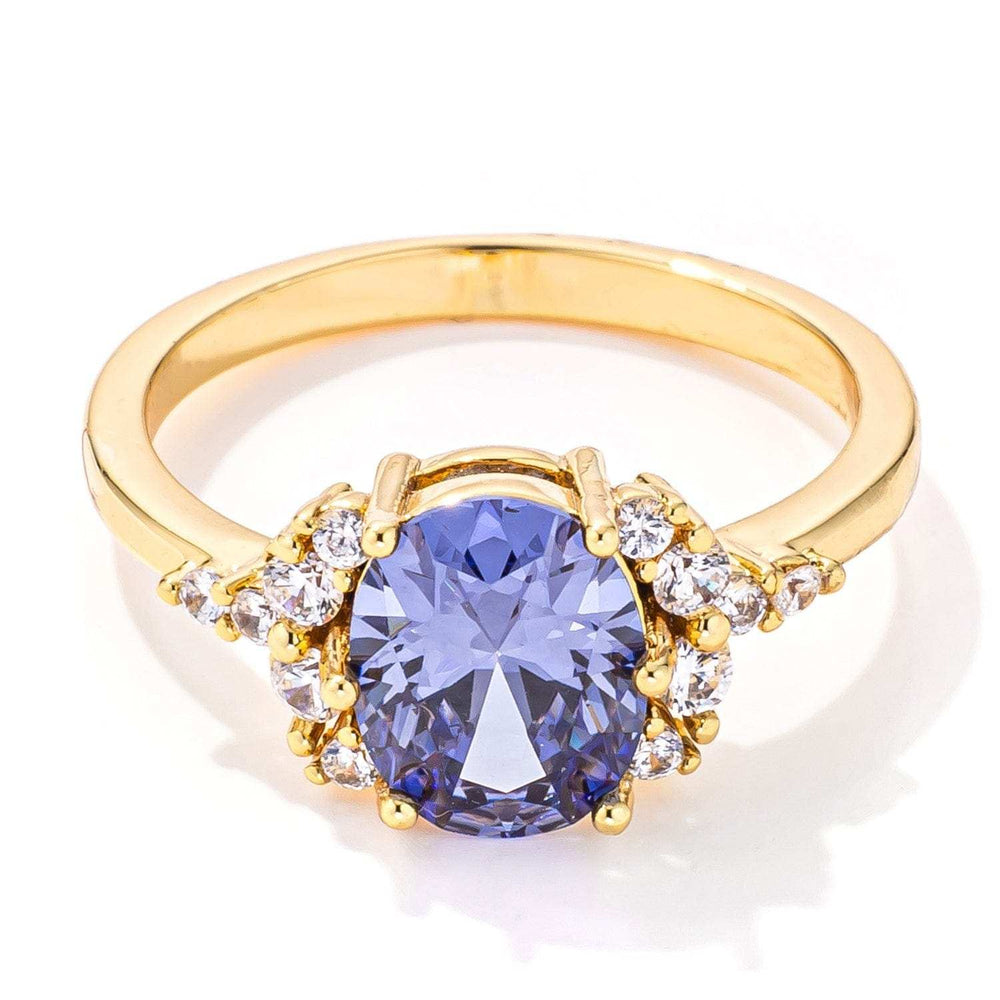 3ct. Gold Plated Oval Tanzanite CZ Engagement Ring - JGI - Flyclothing LLC
