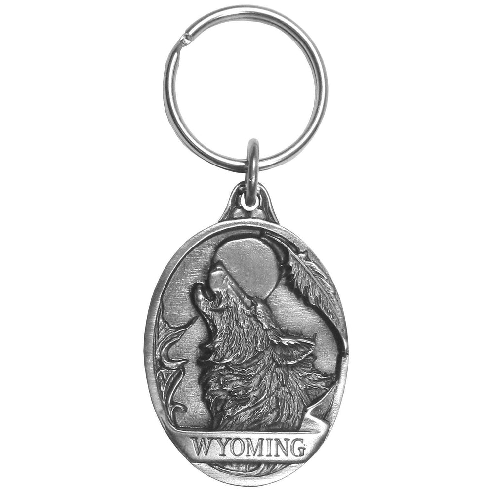 Wyoming Wolf Antiqued Keyring - Siskiyou Originals - Flyclothing LLC