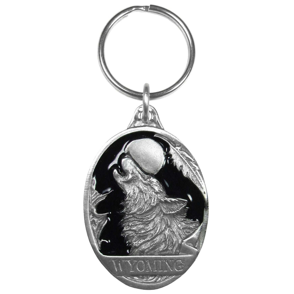 Wyoming Wolf Metal Key Chain with Enameled Details - Siskiyou Originals - Flyclothing LLC