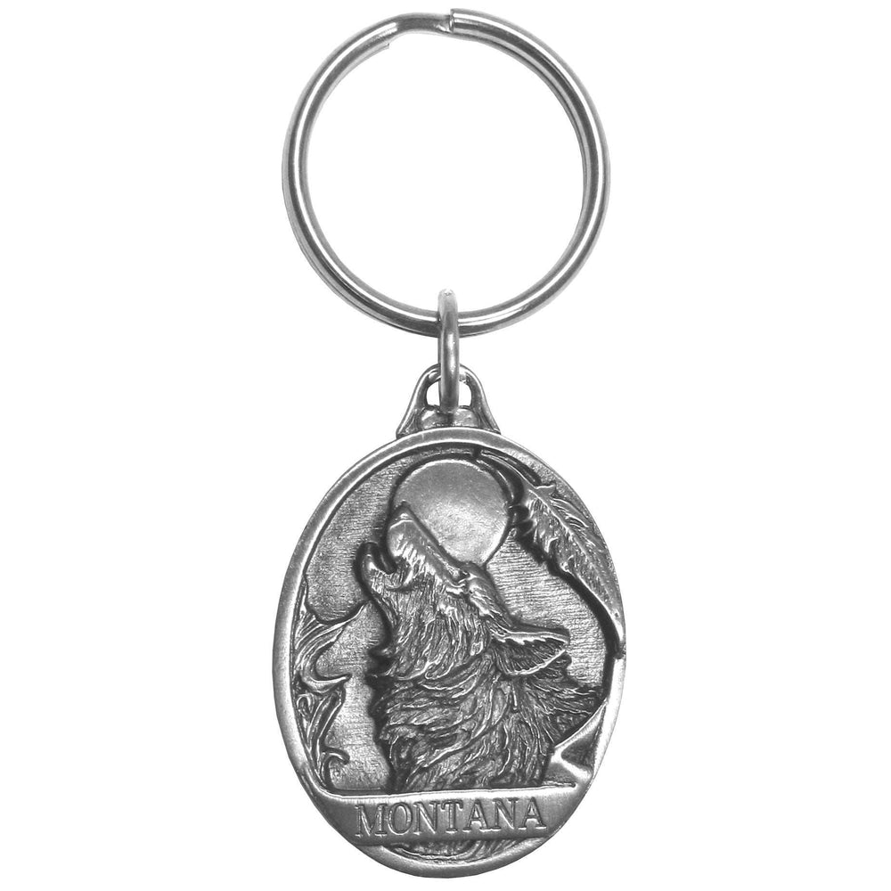 Montana Wolf Antiqued Keyring - Siskiyou Originals - Flyclothing LLC