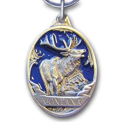 Montana Elk Metal Key Chain with Enameled Details - Siskiyou Originals - Flyclothing LLC