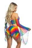 J Valentine Rainbow Mesh Flair Sleeve Top - J. Valentine - Flyclothing LLC
