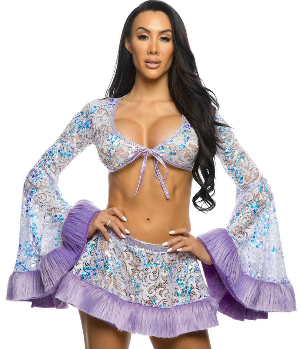 J Valentine Sequin Faux Fur Trimmed Skirt - J. Valentine - Flyclothing LLC