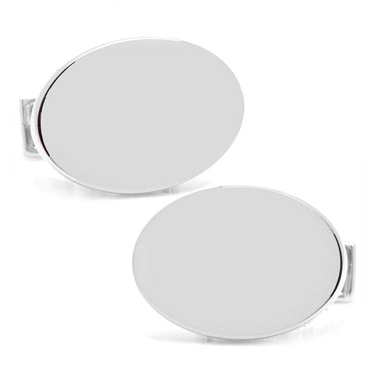 Sterling Silver Infinity Edge Oval Engravable Cufflinks - Cufflinks.com - Flyclothing LLC