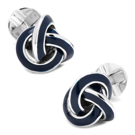 Sterling Blue Enamel Knot Cufflinks - Cufflinks.com - Flyclothing LLC