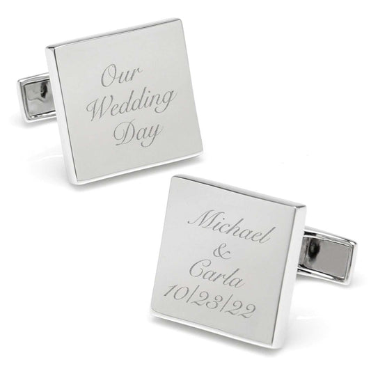Sterling Silver Infinity Edge Square Engravable Cufflinks - Cufflinks.com - Flyclothing LLC
