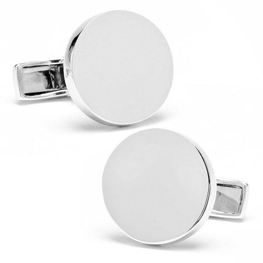 Sterling Silver Infinity Edge Round Engravable Cufflinks - Cufflinks.com - Flyclothing LLC