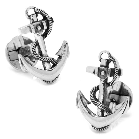 Sterling Silver Boat Anchor Cufflinks - Cufflinks.com - Flyclothing LLC