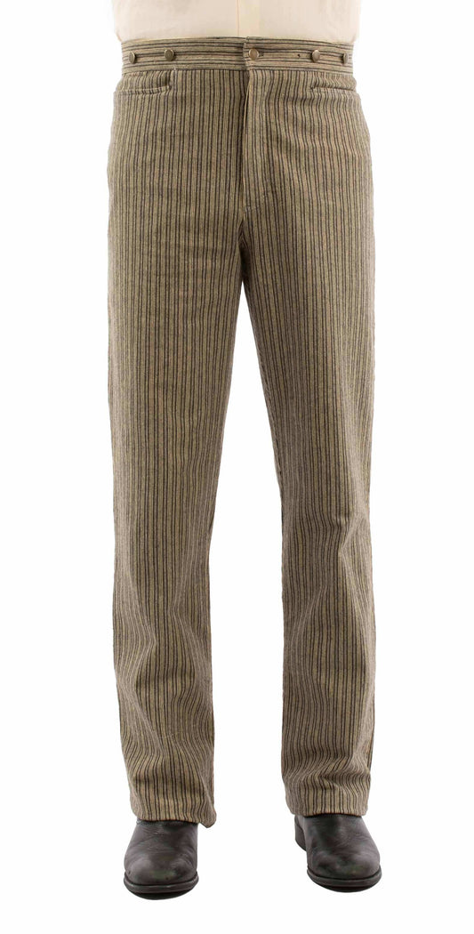 rangewear taupe 97% cotton 3% spandex rail stripe pant - Scully Leather - Flyclothing LLC