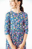 Rainforest Blooms 3/4 Sleeve Pocket Twirl Dress - Mila & Rose ® - Flyclothing LLC