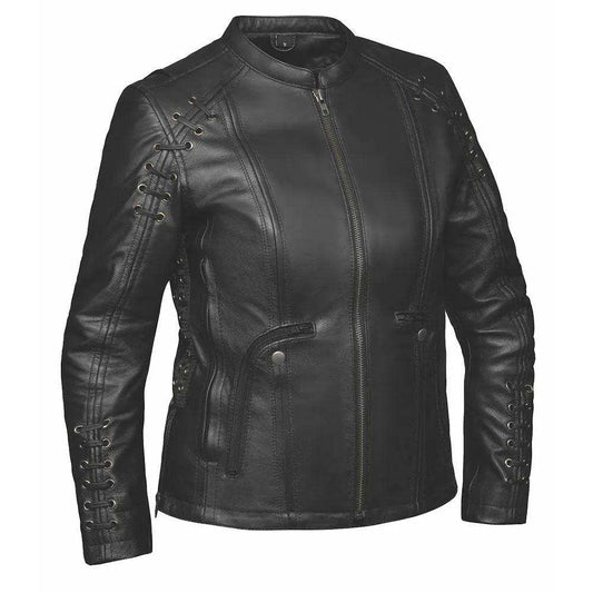 Raven - Ladies Premium Leather Jacket - Unik Just for Bikers - Flyclothing LLC