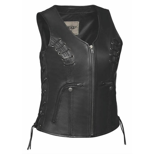 Rebel Lace - Ladies Premium Leather Vest - Unik Just for Bikers - Flyclothing LLC