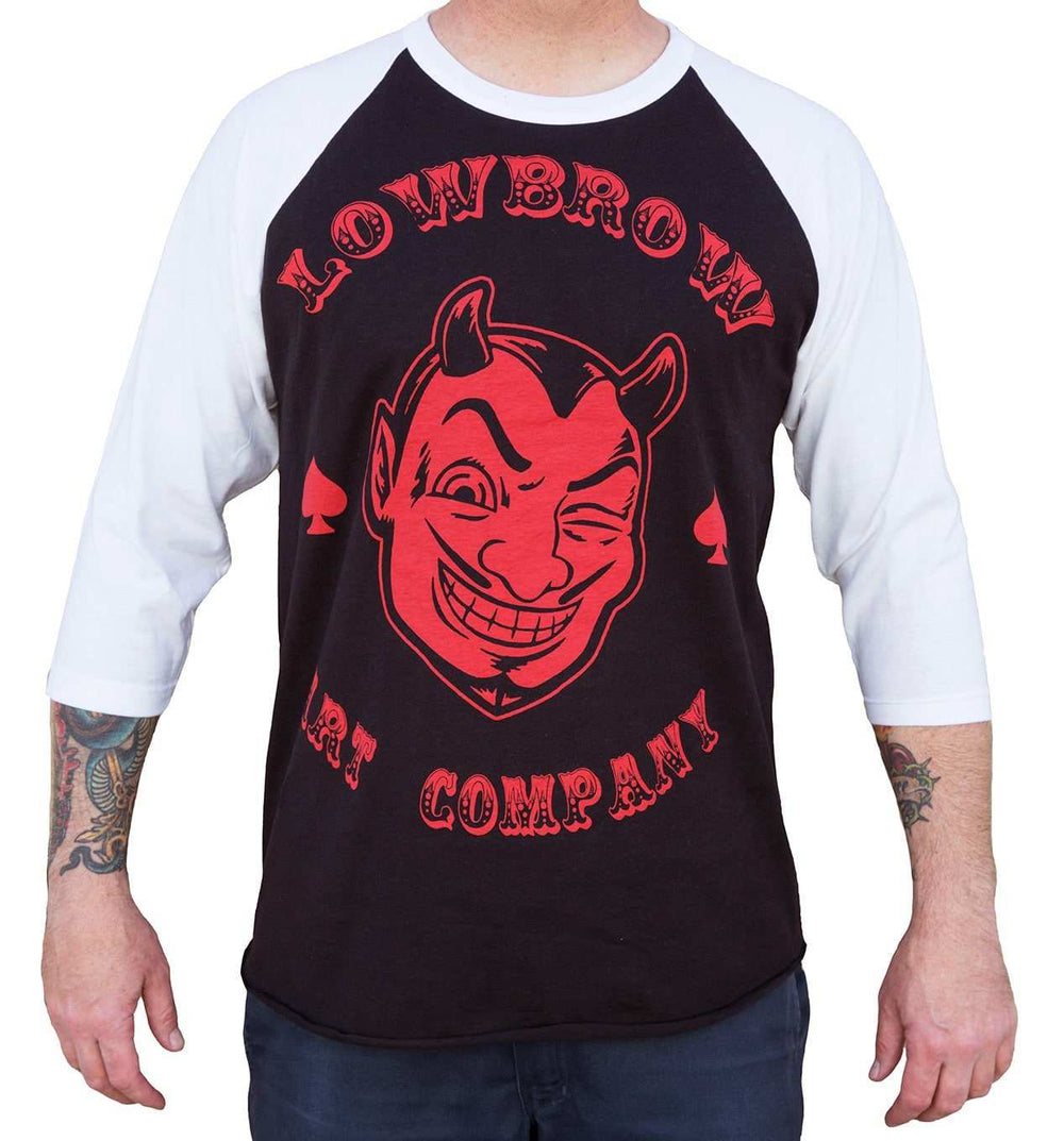 Black Market Art Company Red Devil Men's Baseball Shirt - Black Market Art Company - Flyclothing LLC