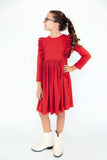 Red L/S Ruffle Twirl Dress - Mila & Rose ® - Flyclothing LLC