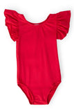 Red S/S Flutter Sleeve Leotard - Mila & Rose ® - Flyclothing LLC