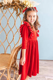 Red Velvet Ruffle Twirl Dress - Mila & Rose ® - Flyclothing LLC