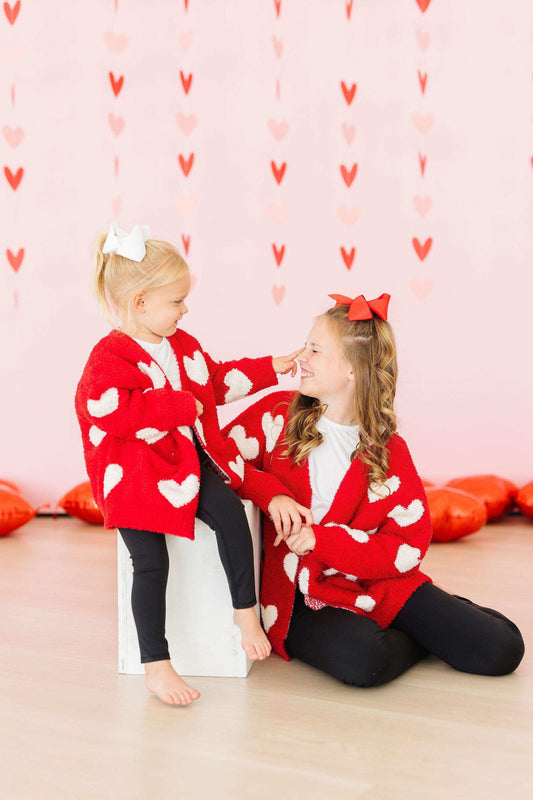 Red/Coconut Heart Cozy Cardigan - Mila & Rose ® - Flyclothing LLC