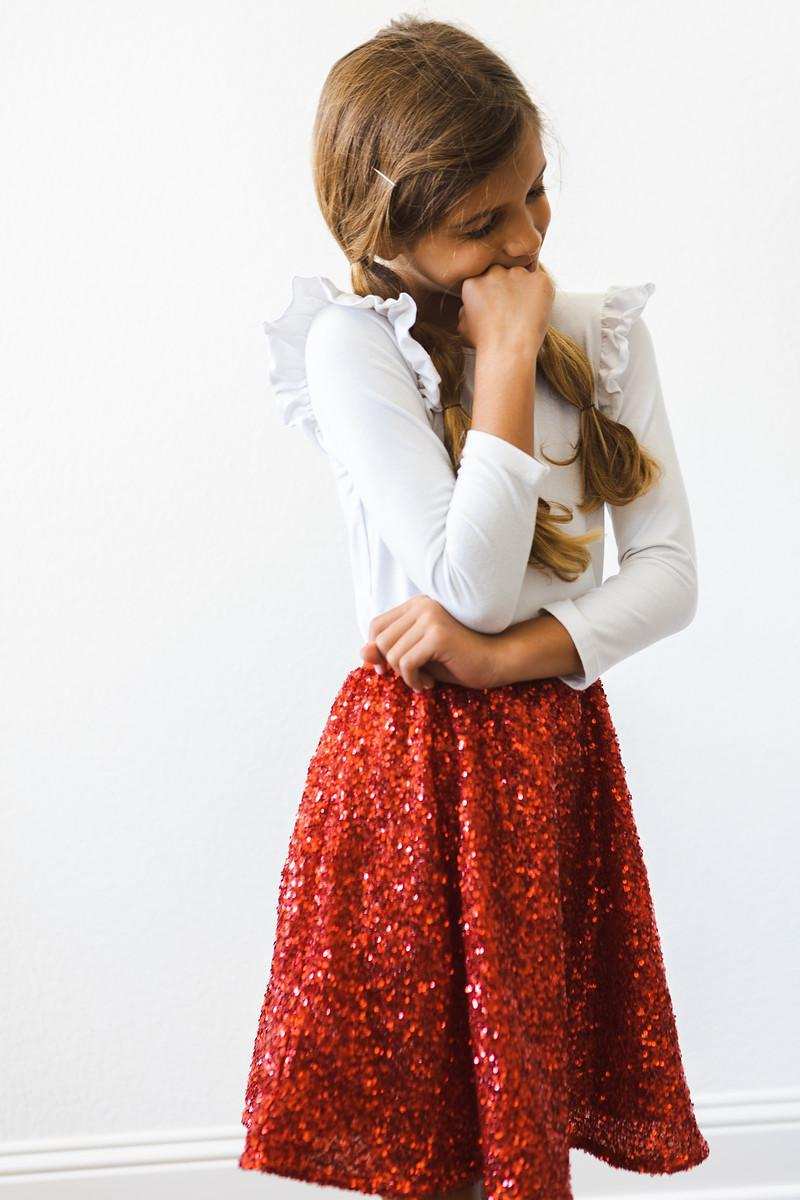 Red Sequin Twirl Skort - Mila & Rose ® - Flyclothing LLC