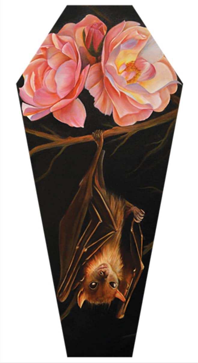 Black Market Art Company Rose & Bat & Stretched Canvas Coffin Print - Black Market Art Company - Flyclothing LLC