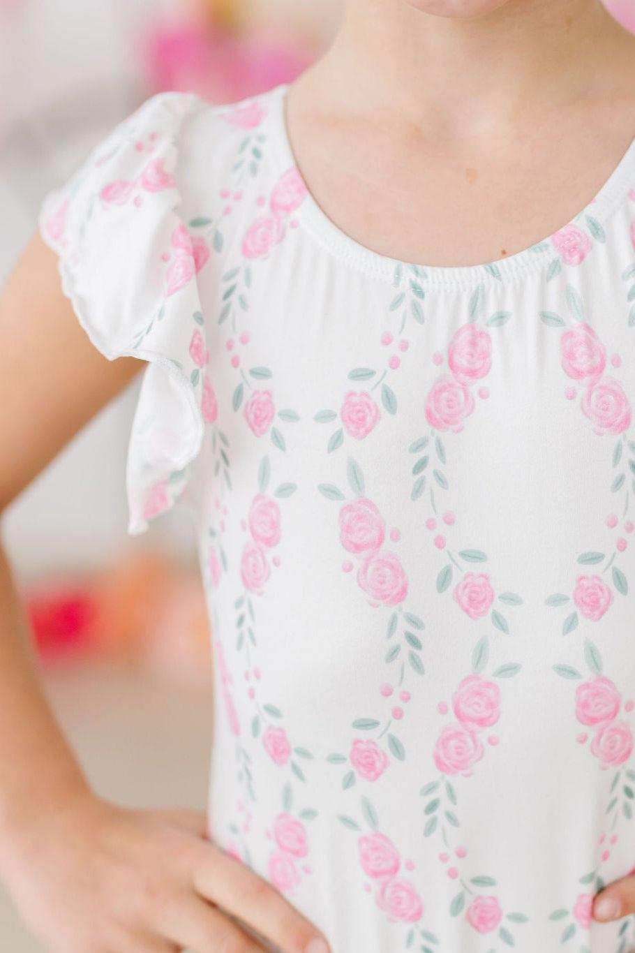 Rosie Posie S/S Flutter Sleeve Leotard - Mila & Rose ® - Flyclothing LLC
