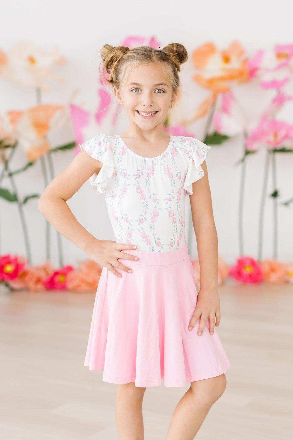 Rosie Posie S/S Flutter Sleeve Leotard - Mila & Rose ® - Flyclothing LLC