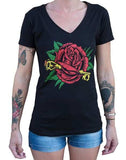 Black Market Art Company Ruby Rose Women's V-Neck T-Shirt - Black Market Art Company - Flyclothing LLC