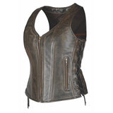 Rustica - Ladies Brown Leather Vest - Unik Just for Bikers - Flyclothing LLC