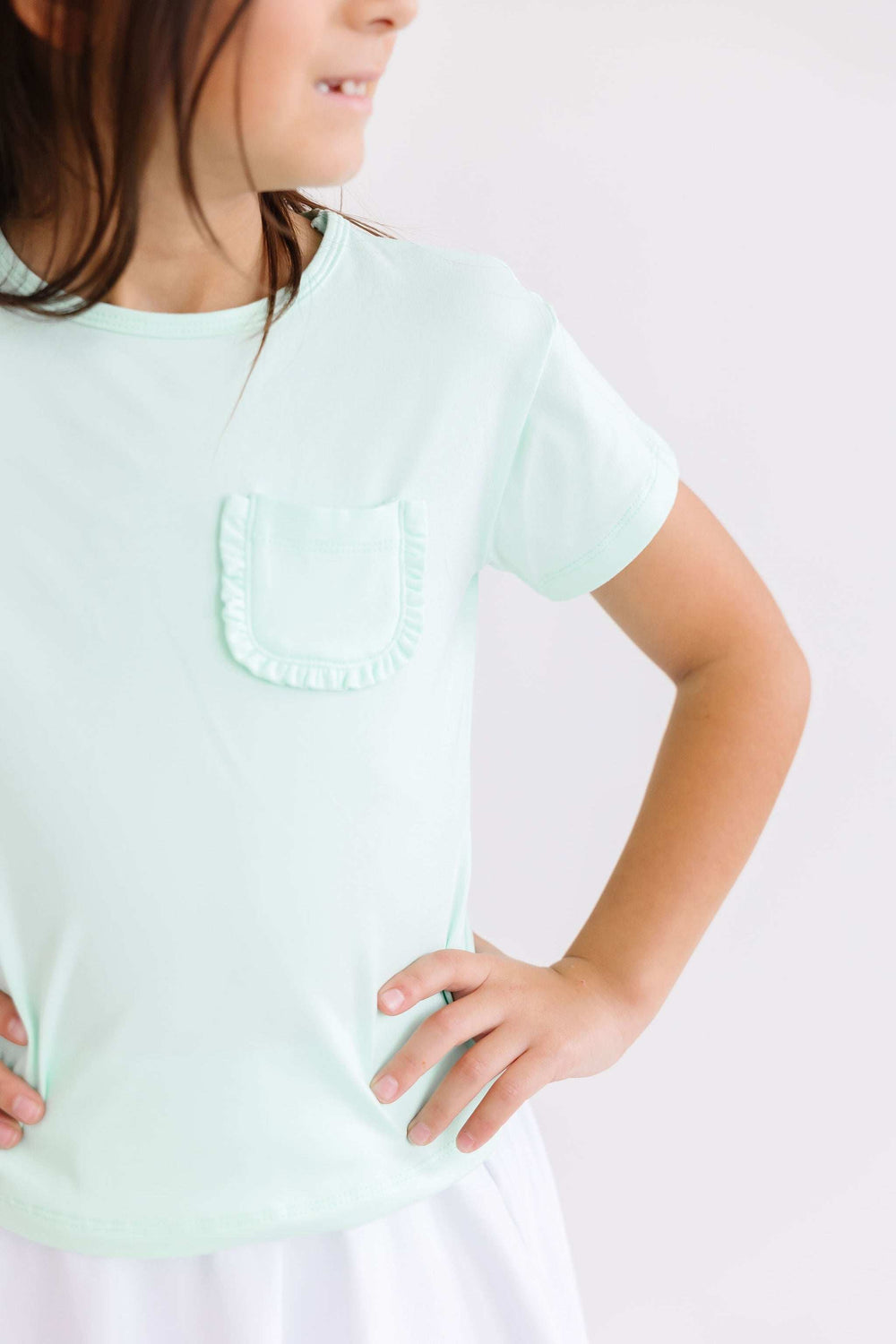 Pastel Green Ruffle Pocket Tee - Mila & Rose ® - Flyclothing LLC